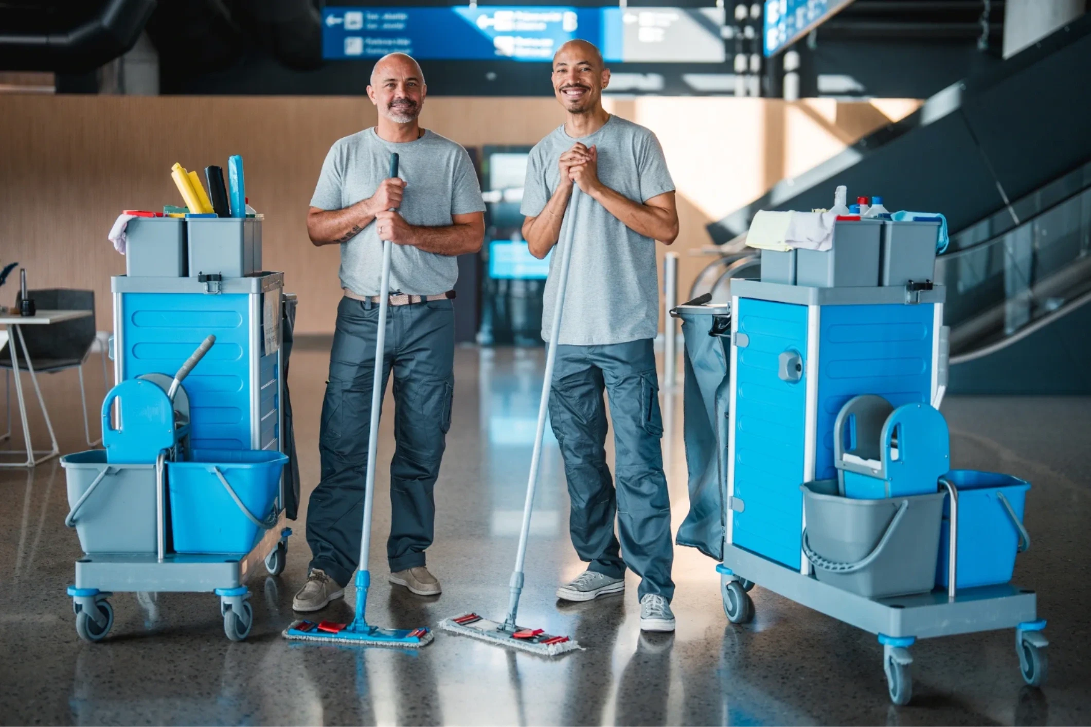 Professional cleaning team at work